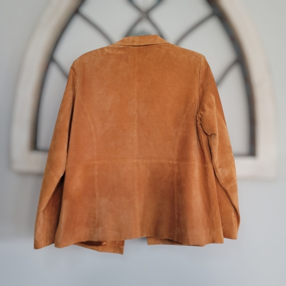 Vintage LAURA ASHLEY Burnt Orange Suede Lightweight Jacket/blazer Sz M - Picture 9 of 10